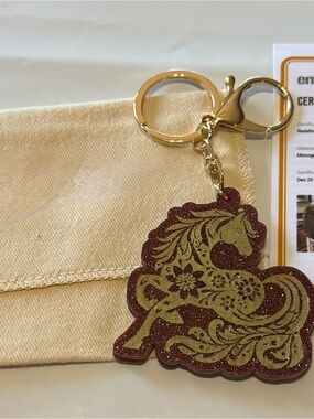 Luxury Inspired Elegant Glitter Lunar Year Horse Keychain Charm